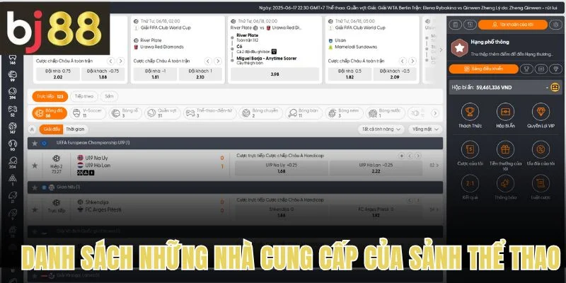 Danh sách những nhà cung cấp của sảnh thể thao 