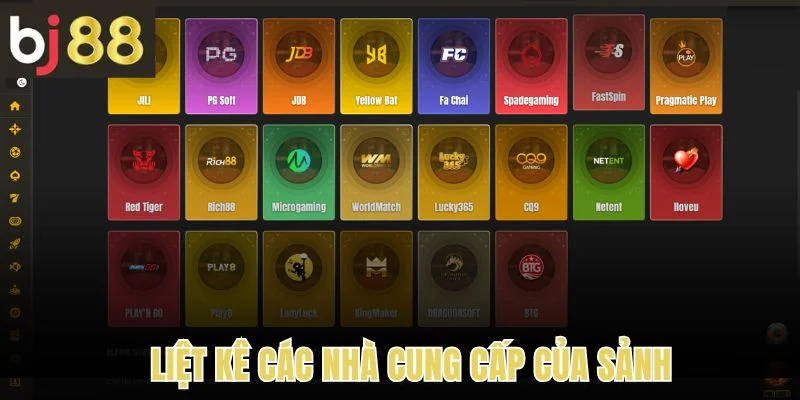 Liệt kê các nhà cung cấp của sảnh